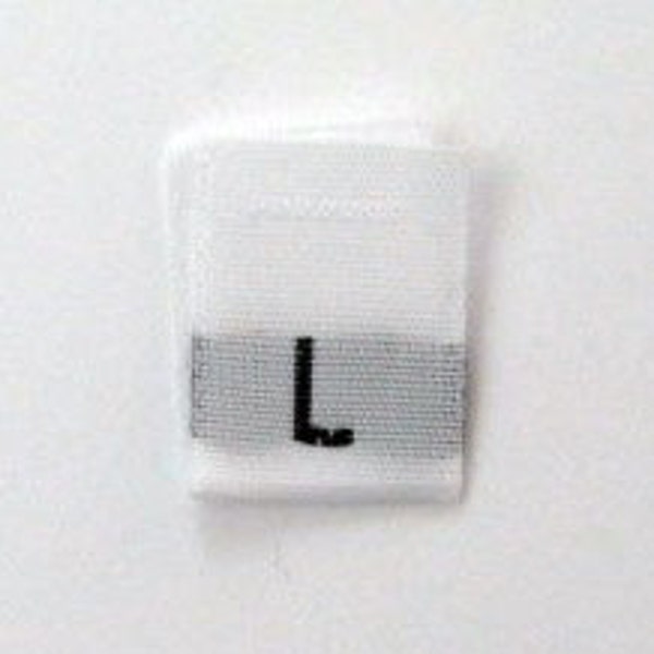 Size L (Large) Woven Clothing Size Tags-White