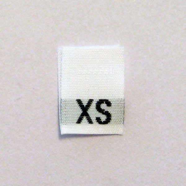 Size XS (Extra Small) Woven Clothing Size Tags-White