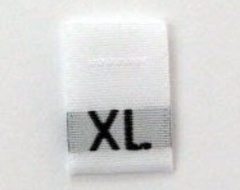 Size XL (Extra Large) Woven Clothing Size Tag- White