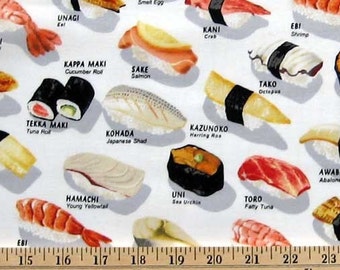 Fat Quarter- Chopsticks Please Sushi Bar White Robert Kaufman Fabrics ED-2073-1 White