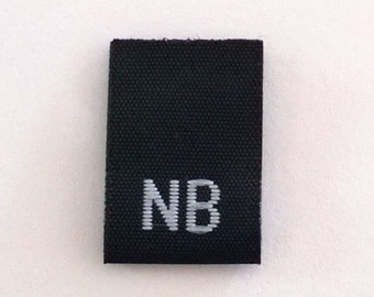 Size NB Newborn Woven Clothing Size Tag- Black