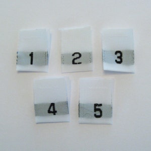 Mixed Woven Size Clothing Labels 1, 2, 3, 4, 5 White - Etsy