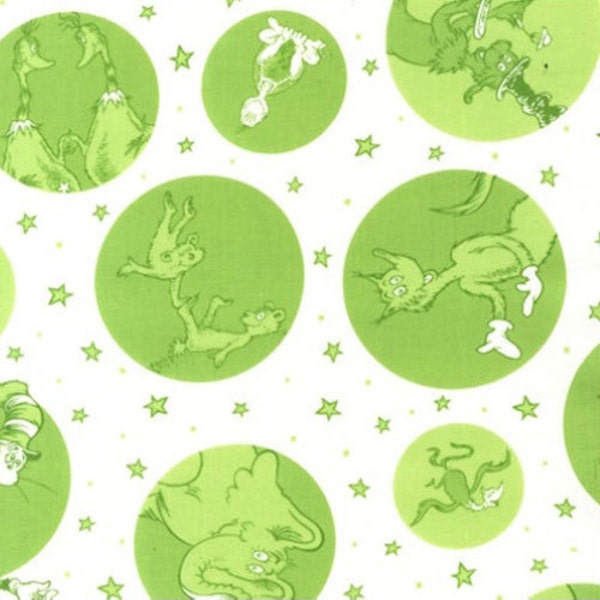 Fat Quarter - Celebrate Seuss 2 Baby Green Tonal Character Dots by Robert Kaufman Fabrics ADE-12781-7