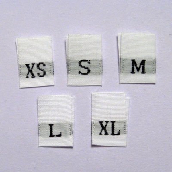 Sac de taille mixte - XS, S, M, L, XL Étiquettes de vêtements tissés-blanc