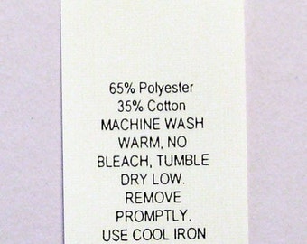 Poly / Cotton Blend Care Labels Number 12 (Qty 100)