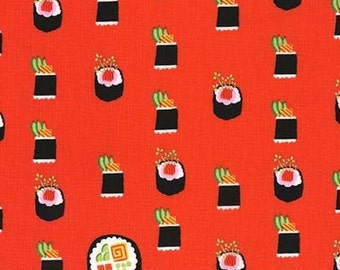 Fat Quarter- Maki Sushi Fabric Michael Miller DC7464-GING-D Ginger Orange-Red