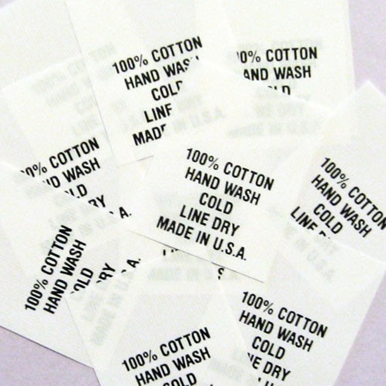100 Cotton Hand Wash Line Dry Printed Care Labels Package of Etsy