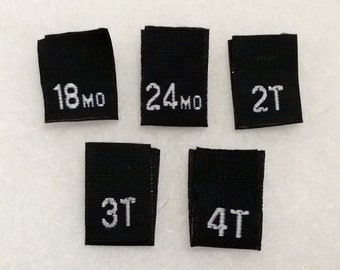 Mixed Toddler Woven Black Clothing Size Tags Labels 18mo-4T