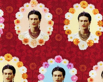 Fat Quarter -Frida Kahlo Rose Fabric Robert Kaufman AULD-19612-3 Red