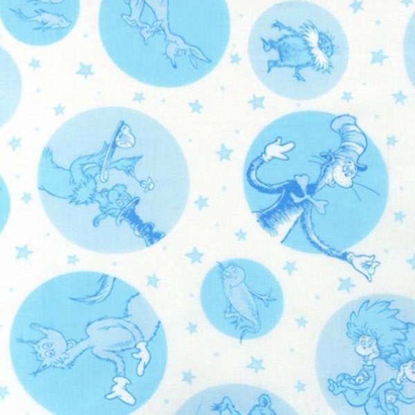 Fat Quarter - Celebrate Seuss 2 Baby Blue Tonal Character Dots by Robert Kaufman Fabrics ADE-12781-4