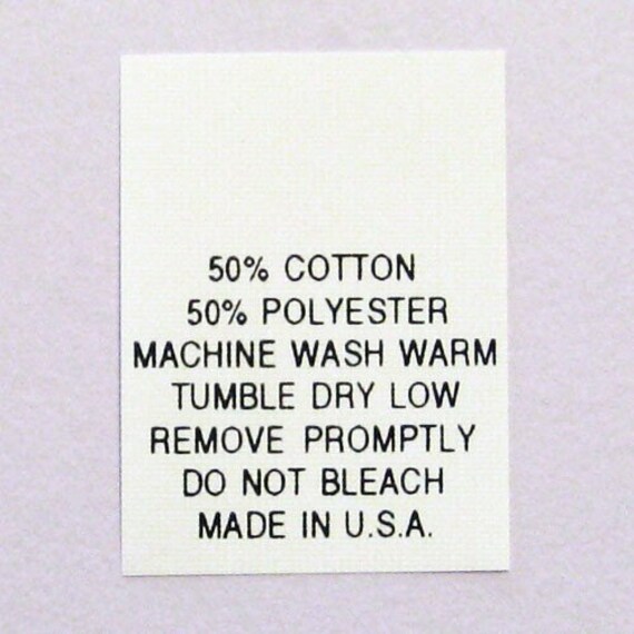 50/50 Cottonpolyester Blend Printed Clothing Care Tags Etsy UK