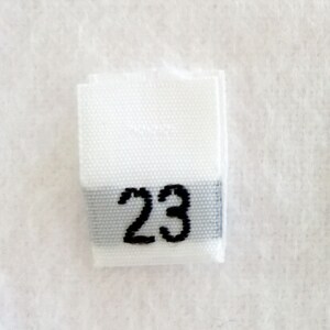 Size 23 (Twenty-Three) Woven Clothing Size Tags-White