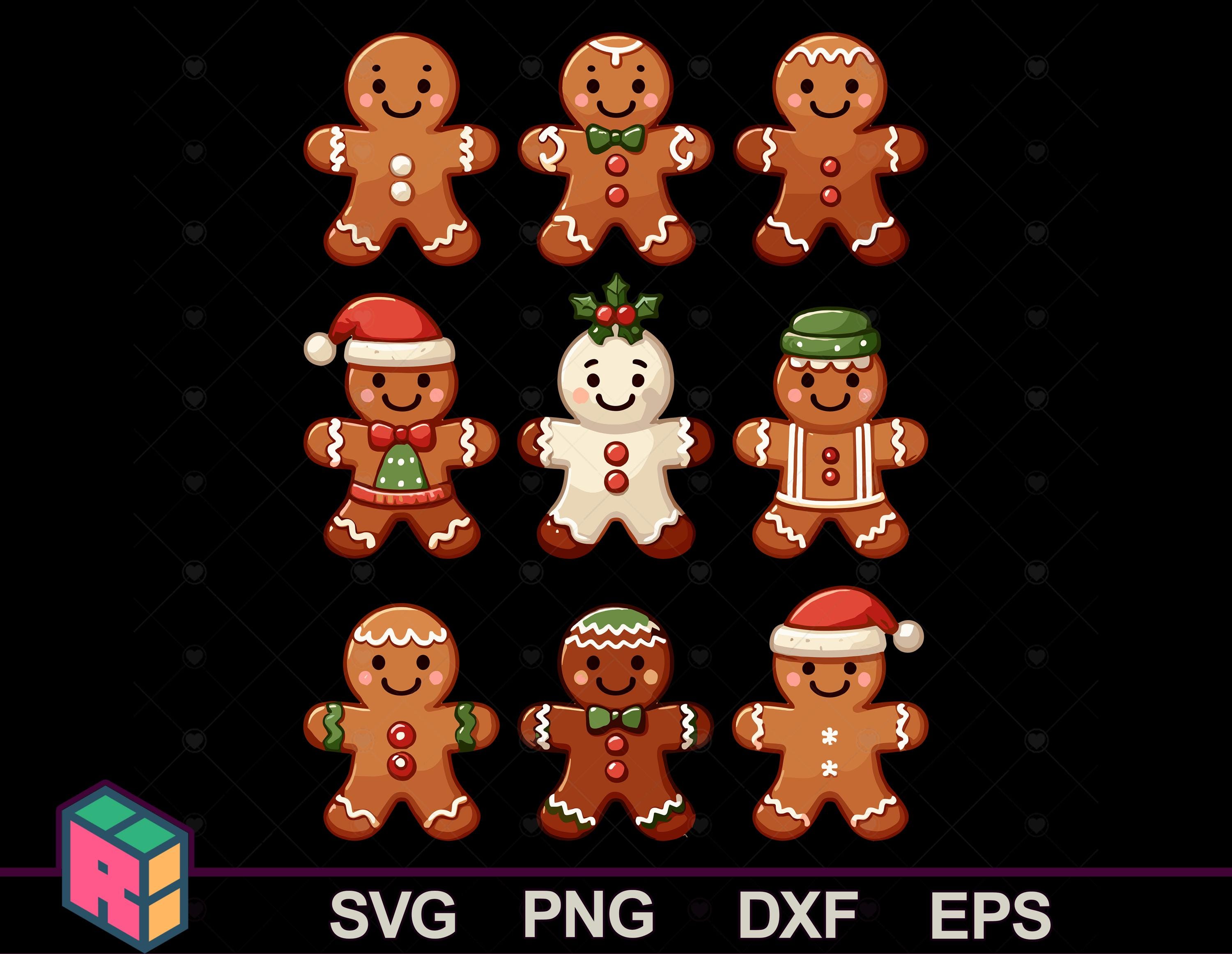 Chunky Gingerbread Christmas SVG Clipart Bundle Cute Gingerbread Man ...
