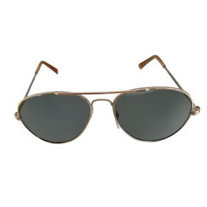 Vtg Aviator Sunglasses Gold Tone Frame Dark Gray Grey Lenses Taiwan ROC