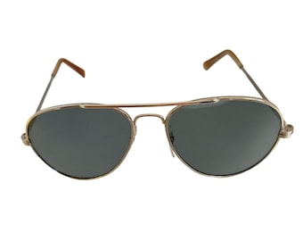 Occhiali da sole vintage Aviator con montatura color oro, lenti grigie grigie, Taiwan ROC