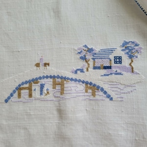 Vintage Kreuzstich Tischdecke 40x40 mit Servietten in verschiedenen Größen