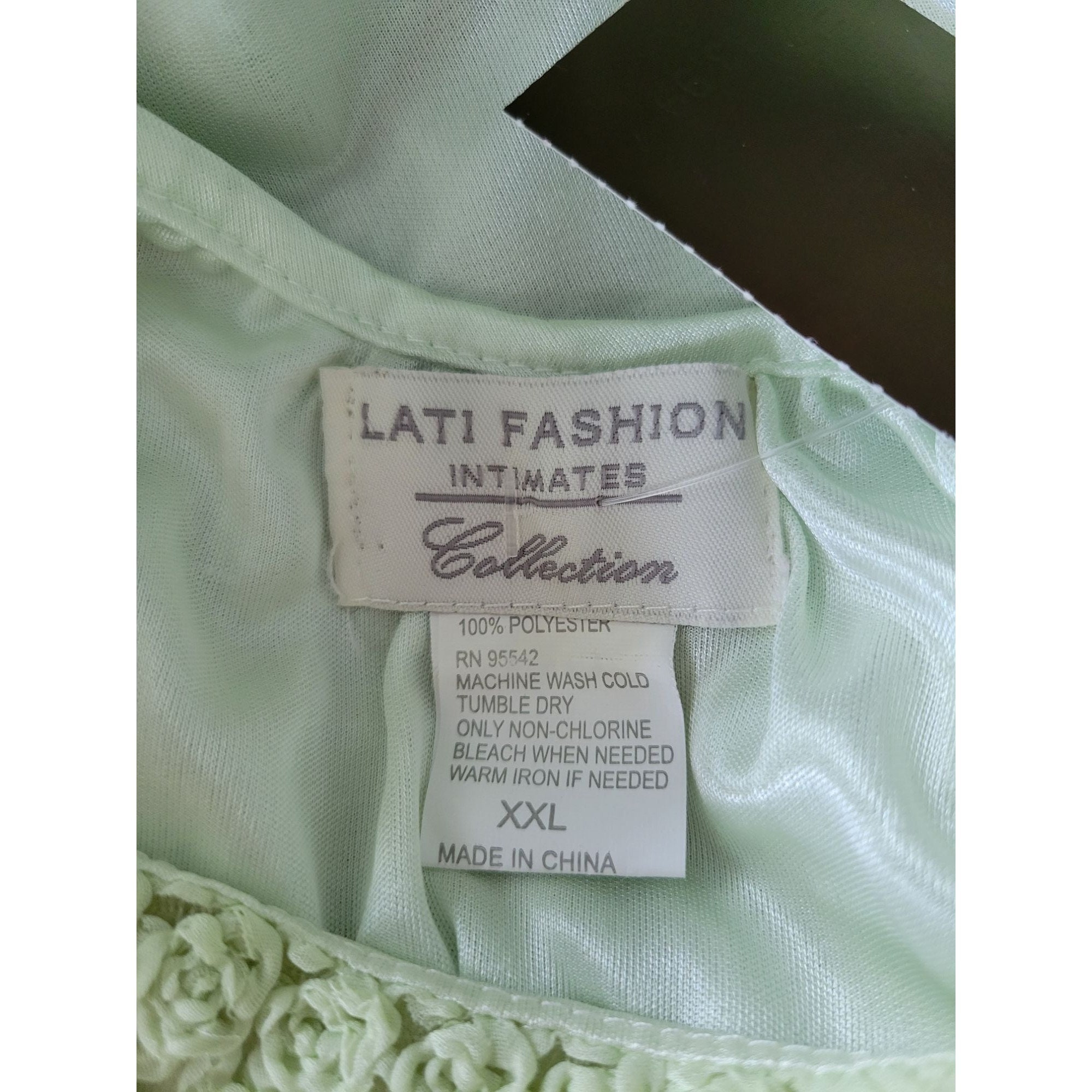 Lati Fashions Mint Green Nightgown Chiffon Roses Cap Sleeves Ruffles XXL Etsy UK