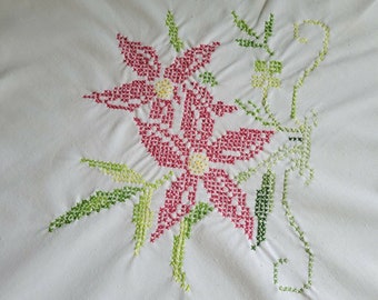 Leinen Tischdecke 110 x 100 cm Weihnachtsstern Weihnachtsstern