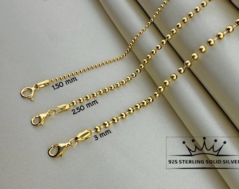 14K gold plated chain, Dainty ball necklace, Ball bead chain jewelry, Minimalist bracelet, Gift for Women, Men&#39;s gold chain, Silver necklace