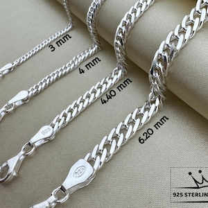 Sterling Silver Curb Link Chain: Handmade Necklace Bracelet