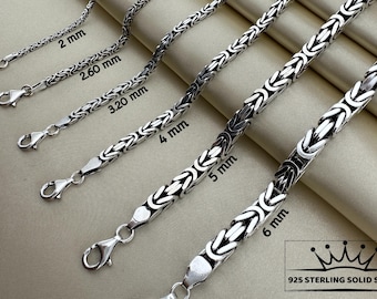 Silver chain, 925 sterling silver chain, Square King Chain, Handmade silver jewelry, Boho chain, Dainty chain, Elegant Chain, Byzantine