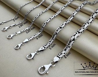 Silver chain, 925 sterling silver chain, Round King Chain, Handmade silver jewelry, Boho chain, Dainty chain, Elegant Chain, Byzantine chain