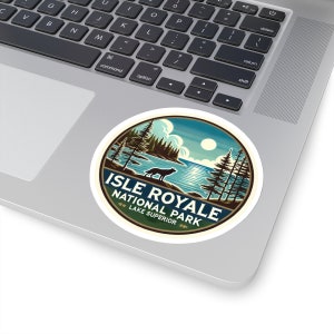 Isle Royale National Park sticker | small to large vintage style Michigan travel gift, decal
