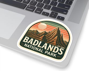 Badlands Nationalpark Aufkleber, klein bis groß | Badlands Aufkleber für Laptops, Wasserflaschen, Autos; Süd-Dakota-Souvenir; Nationalpark Geschenk