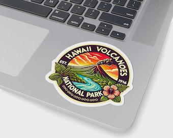 Hawaii Volcanoes Nationalpark Aufkleber | kleine bis große Vintage-Stil Aufkleber für Laptops, Wasserflaschen, Autos