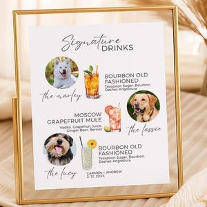 Dog Signature Drink Sign, Pet Signature Cocktail Sign, Minimalist Wedding Bar Sign, Dog Signature Cocktail Sign, Editable Template, Bar Menu