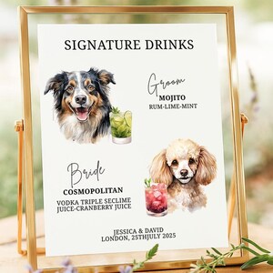 Custom dog signature drink sign Pet signature drink menu Custom bar menu Dog drink sign Pet drink sign Dog cocktail Signature Dog cocktail