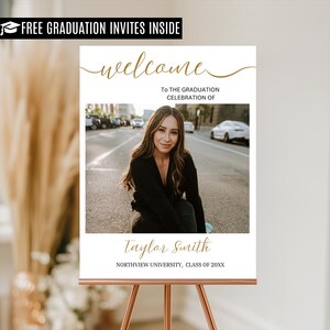 Modern Graduation Party Welcome Sign Customizable Graduation Celebration Welcome Sign in Stunning Minimal Modern Design Full Custom