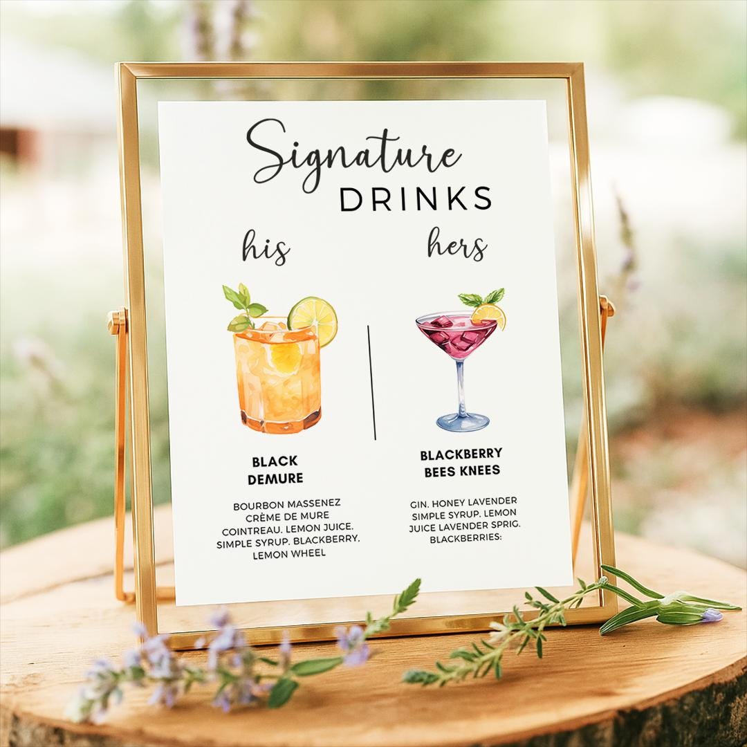 Plantilla de letrero para menú de bar de bodas / Bebidas exclusivas ...