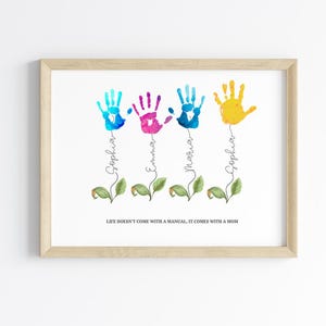 Mothers Day Handprint Print, Personalised Mom Gift, DIY Mum's Birthday, Baby's First Father's Day Craft, Baby Keepsake, Kids Gifts for Mommy