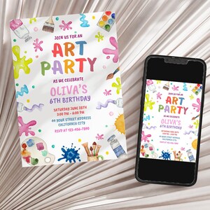 Art Birthday Party Invitation Template, Art Painting Party Invite, Editable Art Party Birthday Invite Art in Party Birthday Party Invitation