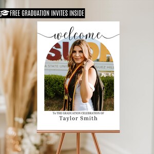 Modern Graduation Party Welcome Sign Customizable Graduation Celebration Welcome Sign in Stunning Minimal Modern Design Full Custom
