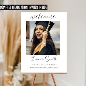 Minimal Modern Graduation Party Welcome Sign Customizable Graduation Celebration Welcome Sign in Stunning Minimal Modern Design Full Custom