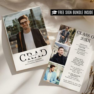 Editable Graduation Invitation Template, Modern Graduation Announcement, Senior Graduate Party Invitation, Graduation Party Download