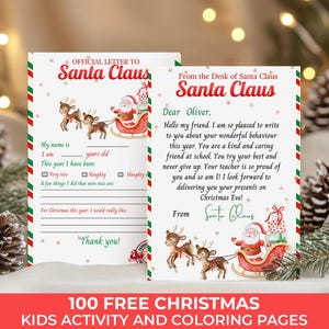 Carta a Papá Noel Carta de Papá Noel para imprimir Carta de Papá Noel Carta de Navidad Descarga digital instantánea