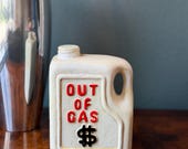 Vintage 1980 Enesco "Out of Gas" Bank | Ceramic Coin Bank