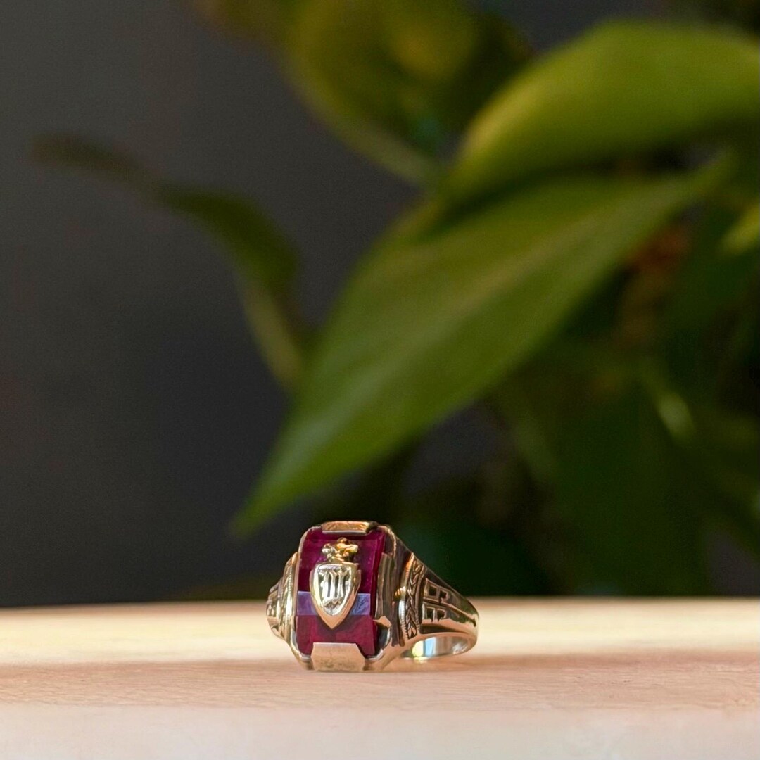 Ruby Class Ring 1939 Ruby Class Signet Ring Size 5.5 | 10K Gold & Sterling Silver - Etsy
