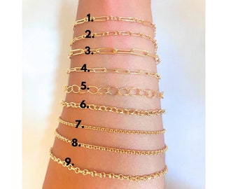 14K Gold Filled Chain By The Foot - Permanent Jewelry Chain - Made in the USA - Paperclip, Satellite, Rolo, Curb Chain