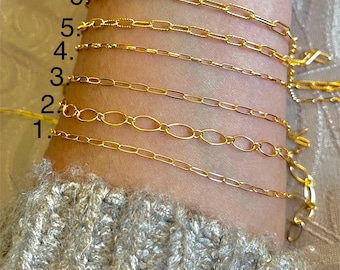 14k Gold Filled, Sterling Silver Chain by the foot, Wholesale for Permanent Jewelry, thick paperclip, mixed metal, chunky chain
