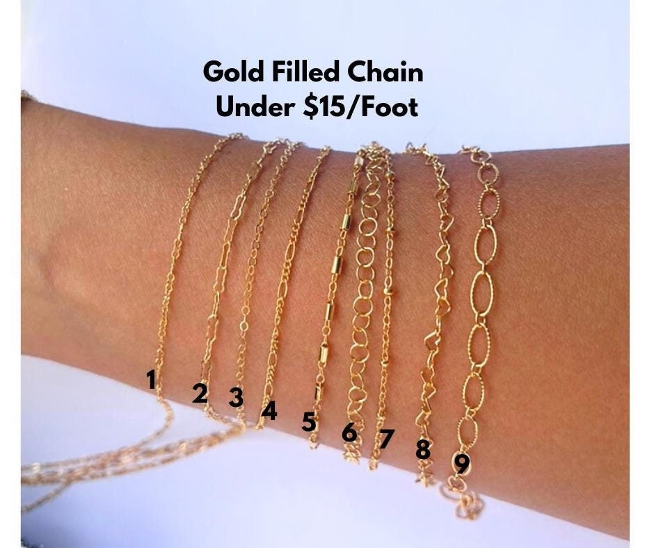 14k Gold Filled Chain by The Foot | Best Price Wholesale Bulk Chain | Permanent Jewelry Supplies | Affordable Gold Chain Under 15 |