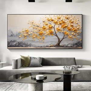 Original Plum Blossom Oil Painting on Canvas, Abstract Textured Tree Painting, Custom Large Flower Wall Art, Modern Living Room Wall Decor