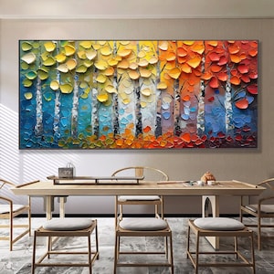 Handgemaltes Original Ölgemälde auf Leinwand, Große abstrakte Landschaft, Strukturierte Wandkunst, Wohnzimmer Dekor