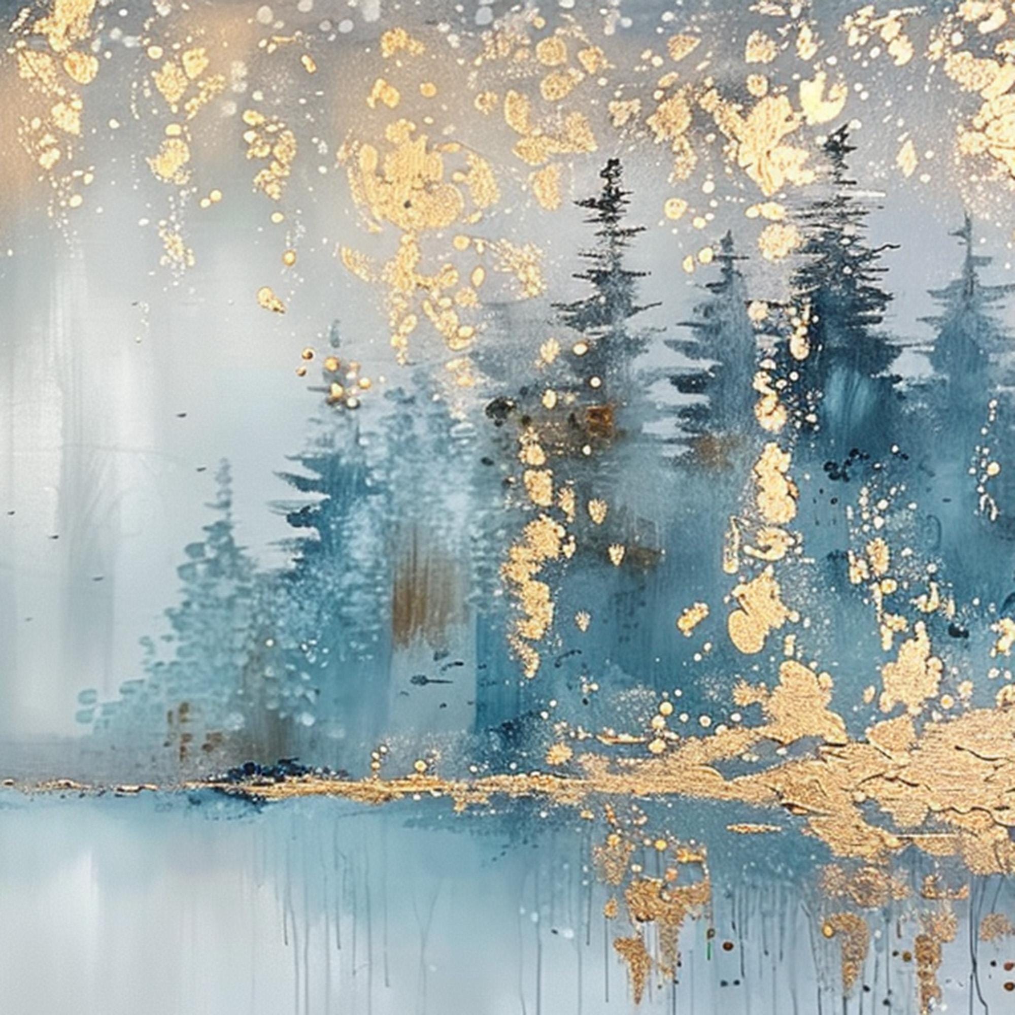 Original Blue Pine Forest Oil Painting on Canvas, Abstract Textured ...