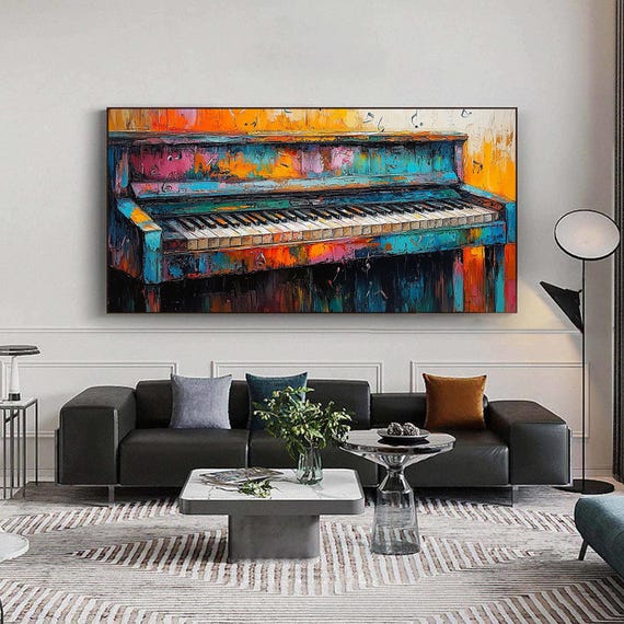 Abstract Music Canvas, Oil Painting Print, Music Wall Art