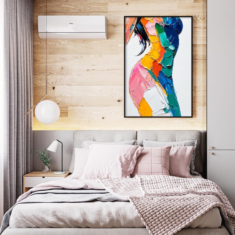 Original Colorful Woman Oil Painting, Textured Abstract Female Portrait ...