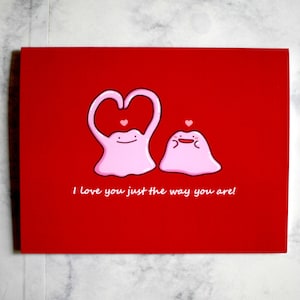Tarjeta de felicitación de San Valentín de Pokémon Ditto / San Valentín Nintendo Geek Nerd Amor Romántico Lindo Videojuegos Jugador Lindo PokemonGo